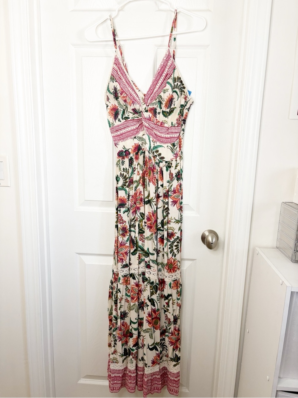 Vintage Angie Floral V-Neck Maxi Dress - Pink Floral